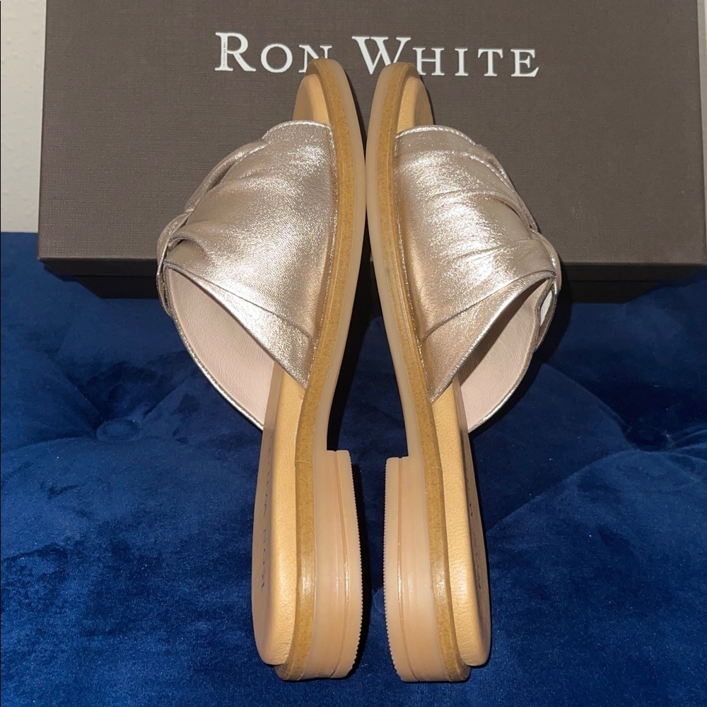 NIB RON WHITE Champagne/ Gold Genuine Leather Veronica Sandals Sz. 36/ US-6 - Picture 14 of 17